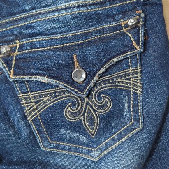 Rock Revival Jeans Womens 29 Blue Sora Bootcut Dark Wash Lowrise 33" Inseam - Picture 6 of 13